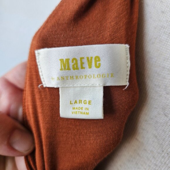 Anthropologie Maeve Enchantment Jumpsuit Rust Orange Cowl Neck Draped Size L - Picture 7 of 7